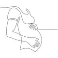 Continuous single line drawing of Happy pregnant woman, silhouette picture of mother. Vector illustration simplicity design Royalty Free Stock Photo