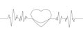 Continuous single line drawing heart pulse icon. Heartbeat Logo , Cardiogram. One line heartbeat graph. Vector graphic Royalty Free Stock Photo