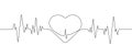 Continuous single line drawing heart pulse icon. Heartbeat Logo , Cardiogram. One line heartbeat graph. Vector graphic Royalty Free Stock Photo