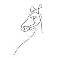 Continuous single line drawing horse logo black and white vector illustration.Ideas for logos, cards, banners, posters, flyers