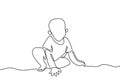 Continuous single line drawing of pretty baby in crawling. Cute baby boy learn to crawl on the floor isolated on white background