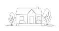 continuous single line drawing of small single-familiy home