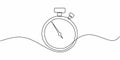 Continuous Single Line Drawing Stopwatch. Timekeeping Minimal Vector Graphic Royalty Free Stock Photo