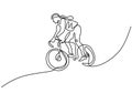 Continuous single line drawing of young girl bicycle racer focus train her skill on the street. Road cyclist concept. Character Royalty Free Stock Photo