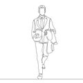 Continuous single one line drawn line Businessman going to work