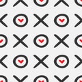 Continuous text Xoxo and hearts. Romantic seamless pattern.