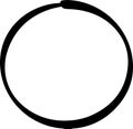 Continuous thick black circular line forming an imperfect hand drawn circle, emphasizing a starting point or a specific Royalty Free Stock Photo