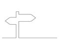 Continuous thin line icon of directions