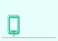 Continuous thin line icon of mobile phone