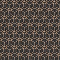 Continuous Tileable Graphic Hexagon, Repetition Texture. Repetitive Wave Vector Hex Plexus Pattern. Seamless Islamic Luxury, Tile