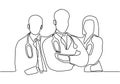 continuous vector line drawing of team of doctors. Minimalism design of medical people group. Vector illustration isolated on