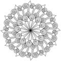 Contour arrow mandala with spirals, meditative coloring page from ornate motifs