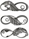 infinity symbol with feather .Tattoo infinity symbols vector illustration