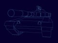 Contour of battle tank. Front view. Vector