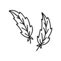 Contour bird feather. Outline icons on white background. Isolated doodle illustration for t-shirt or notebook cover. Set of two Royalty Free Stock Photo