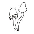 Contour black-and-white drawing of poisonous mushrooms. Vector illustration. Coloring page Royalty Free Stock Photo