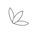 Contour black-and-white drawing of three leaves. Vector illustration. Coloring page