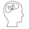 Contour brain leaves icon image Royalty Free Stock Photo
