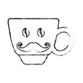 Contour coffee cup with moustache icon Royalty Free Stock Photo