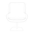 Contour of a comfortable chair from black lines isolated on white background. Front view. Vector illustration Royalty Free Stock Photo