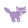 Contour cute raccoon wild animal icon