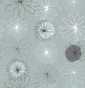 Contour decorative ornate background with round fantasy flowers