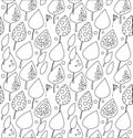 Contour decorative seamless pattern with leaves. Vector texture for coloring book.