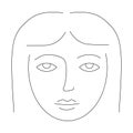 Contour drawing of a female face.Black and white image.Stylized face of a girl. outline.Vector image Royalty Free Stock Photo