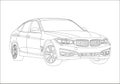 Contour drawing of a five-door liftback Royalty Free Stock Photo