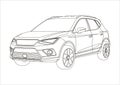 Contour drawing of a Mini-SUV Royalty Free Stock Photo