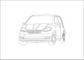 Contour drawing of a small car Royalty Free Stock Photo