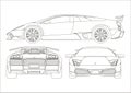 Contour drawing sport coupe Royalty Free Stock Photo