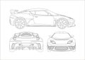 Contour drawing of a sports car