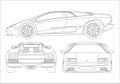 Contour drawing of a sports coupe Royalty Free Stock Photo