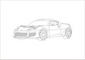 Contour drawing of a sports coupe Royalty Free Stock Photo