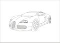 Contour drawing of a sports coupe Royalty Free Stock Photo