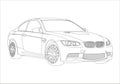 Contour drawing of a sports coupe Royalty Free Stock Photo