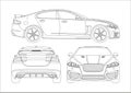 Contour drawing of a sports sedan