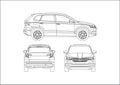 Contour drawing of an SUV Royalty Free Stock Photo