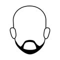 Contour faceless front view bald man with beard