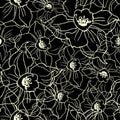 Contour floristic seamless pattern with flowers Narcissuses