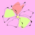 Contour flower with green and pink spot.