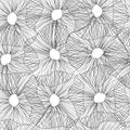 contour flowers vector seamless pattern transparent floral pattern black and white Royalty Free Stock Photo