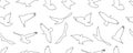 Contour of flying birds, isolated. Seamless pattern. Vector illustration Royalty Free Stock Photo