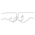 Contour gesture two fists beat each other. Disagreement businessmen conflict