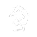 Contour of the girl engaged in yoga, fitness, gymnastics. Pose of yoga. The outline of the figure in black on a white background