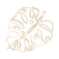 Outline golden stylized monstera leaf.