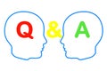 Contour of the heads with question and answer signs Royalty Free Stock Photo