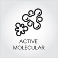 Contour icon of active molecular structure. Logo in outline style. Black pictograph for study, science, medicine concept