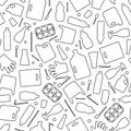 Contour icon plastic trash seamless pattern